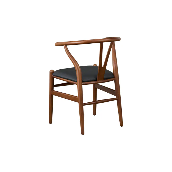 Caine Chair - Walnut, Black (Faux Leather) - 7
