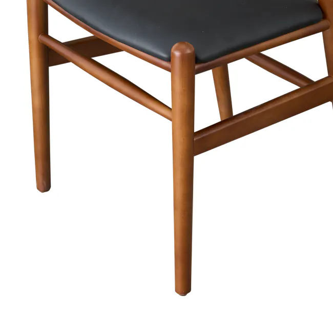 Caine Chair - Walnut, Black (Faux Leather) - 6