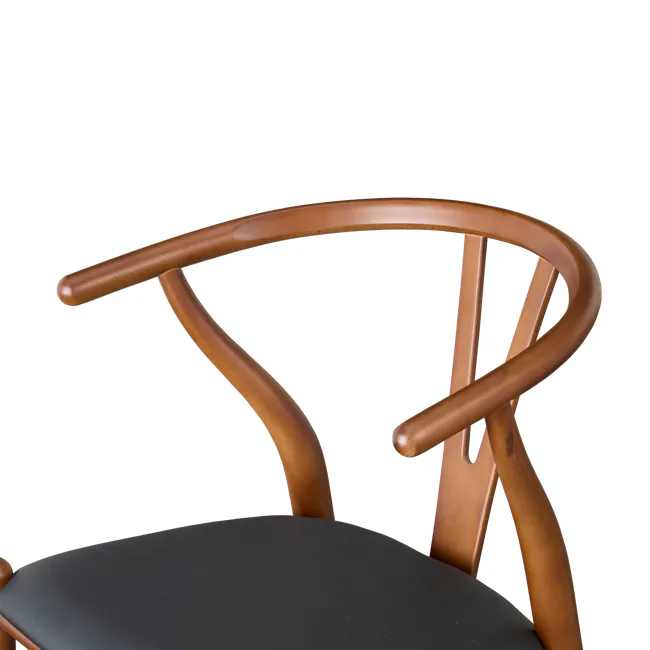 Caine Chair - Walnut, Black (Faux Leather) - 5