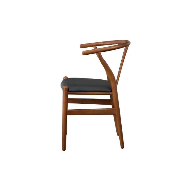 Caine Chair - Walnut, Black (Faux Leather) - 2