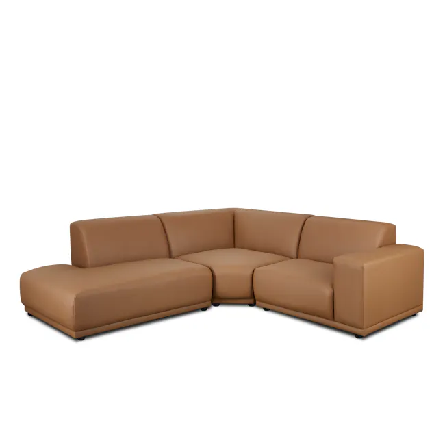 Milan Right Arm Unit - Caramel Tan (Faux Leather) - 14 - Lime green leather sofa, modern design, brown leather upholstery