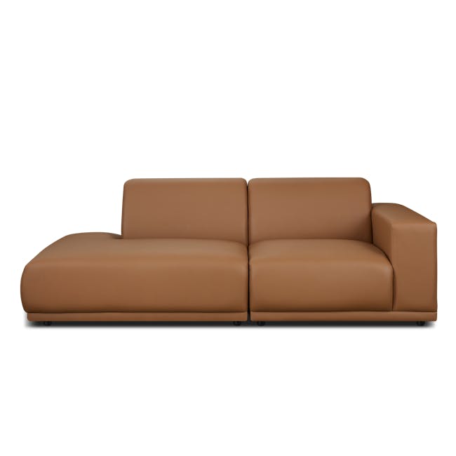 Milan Right Arm Unit - Caramel Tan (Faux Leather) - 11 - Brown leather sofa, modern design, comfortable seating, sleek
