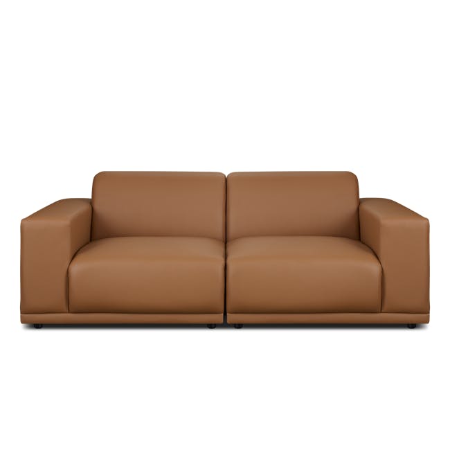 Milan Right Arm Unit - Caramel Tan (Faux Leather) - 9 - Brown leather sofa, modern design, comfortable seating, sleek lines