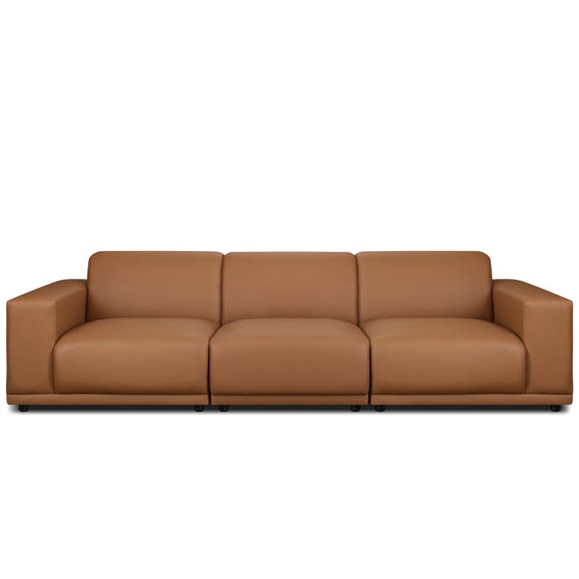 Milan Right Arm Unit - Caramel Tan (Faux Leather) - 13 - Brown leather sofa, modern design, comfortable seating, sleek