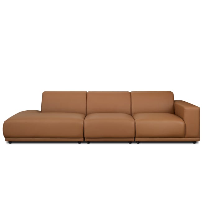 Milan 3 Seater Extended Sofa - Caramel Tan (Faux Leather) - 1