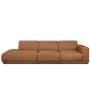 Milan 3 Seater Sofa with Ottoman - Caramel Tan (Faux Leather) - 1