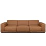 Milan 3 Seater Sofa with Ottoman - Caramel Tan (Faux Leather) - 2