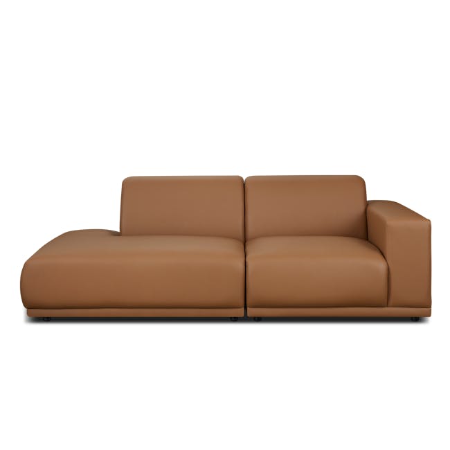 Milan 4 Seater Corner Extended Sofa - Caramel Tan (Faux Leather) - 4
