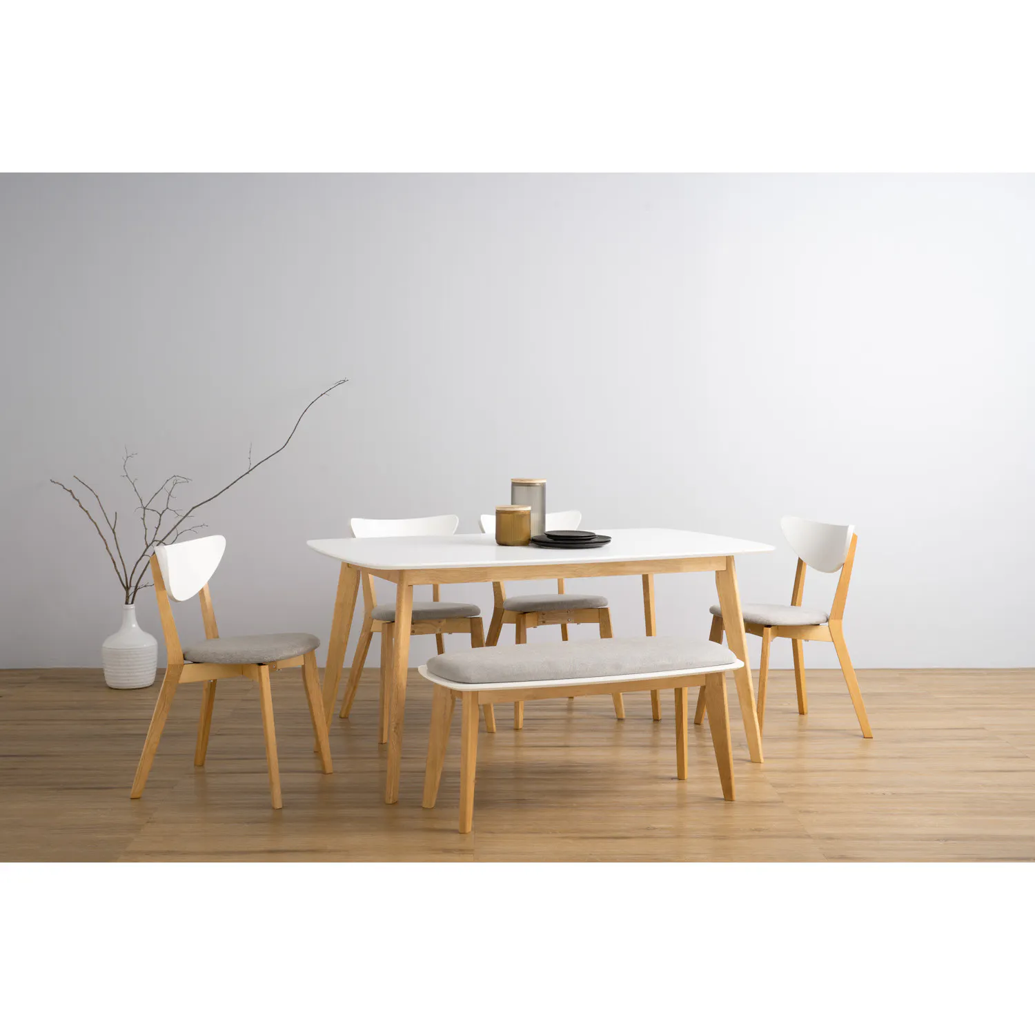 Harold Dining Table 1.2m - Natural, White - 18