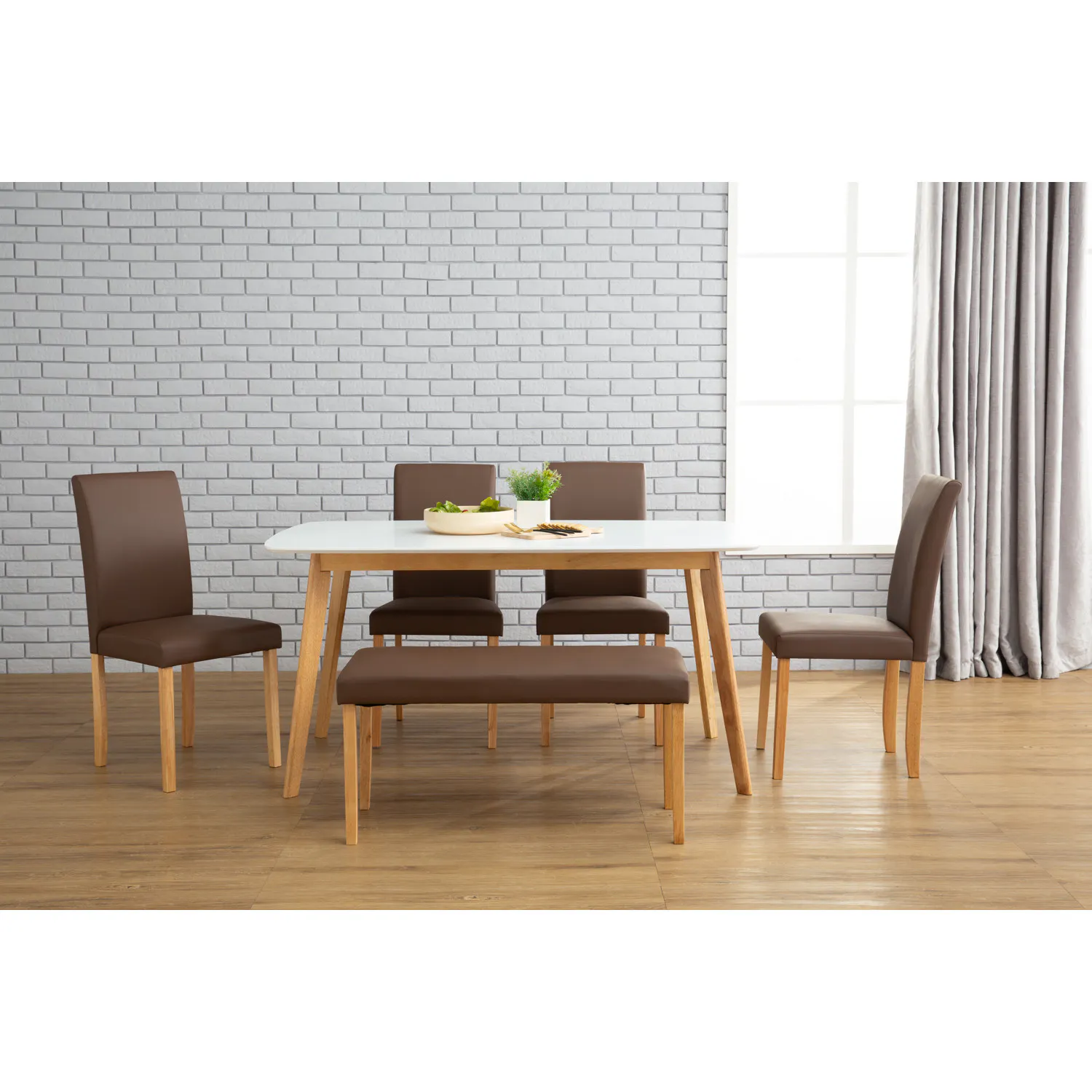 (As-is) Harold Dining Table 1.2m - Natural, White - 34 - 15