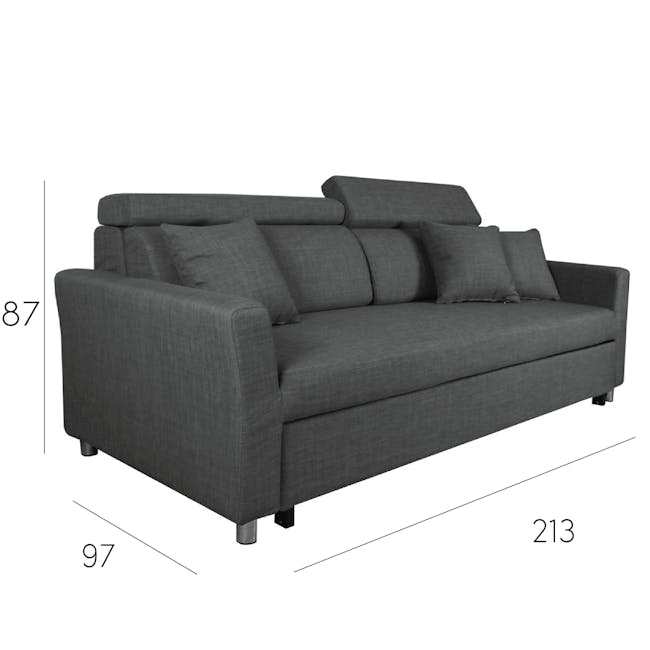 Bowen 3 Seater Sofa Bed - Grey - 5