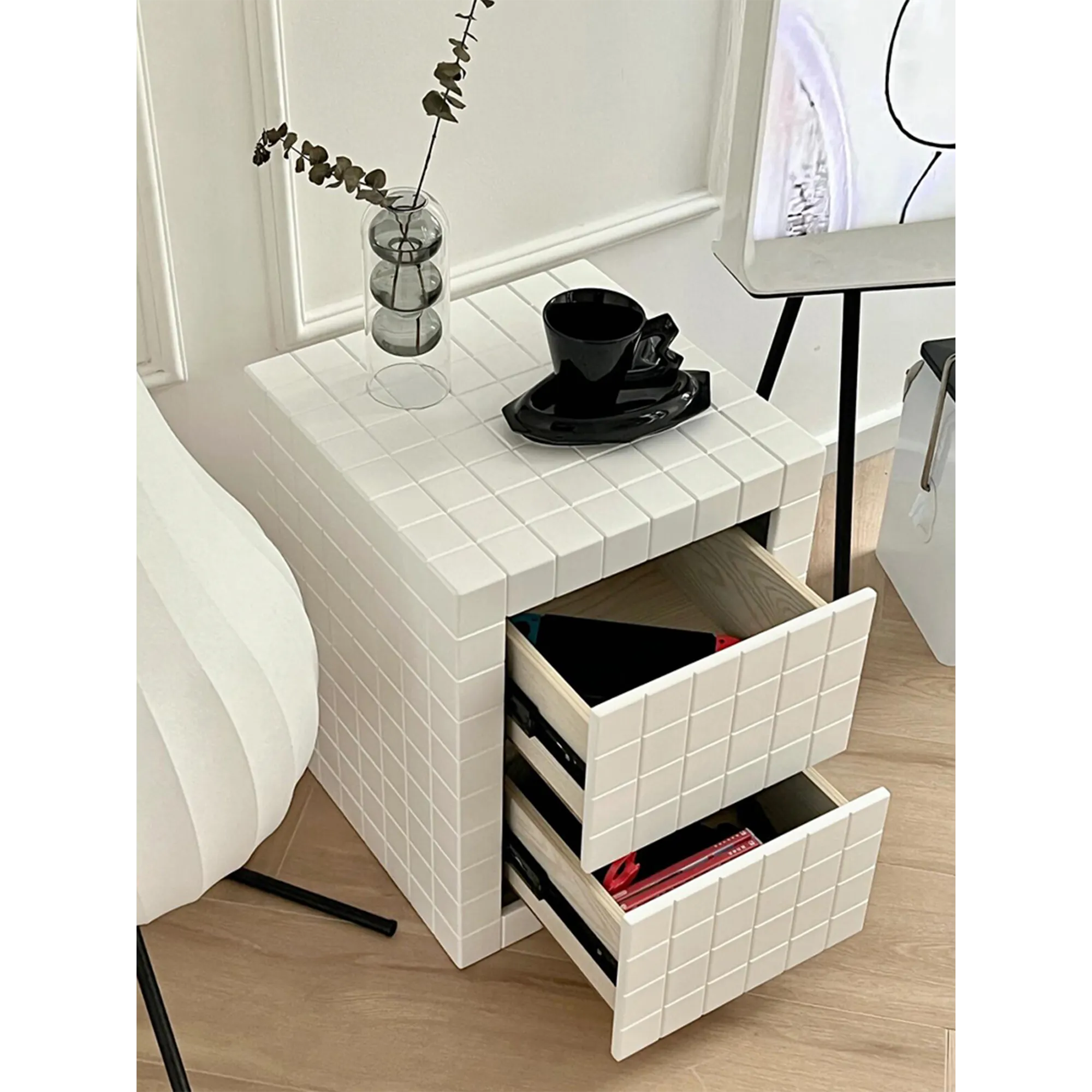 (As-is) Bridgette Twin Drawer Side Table - Ivory - 10