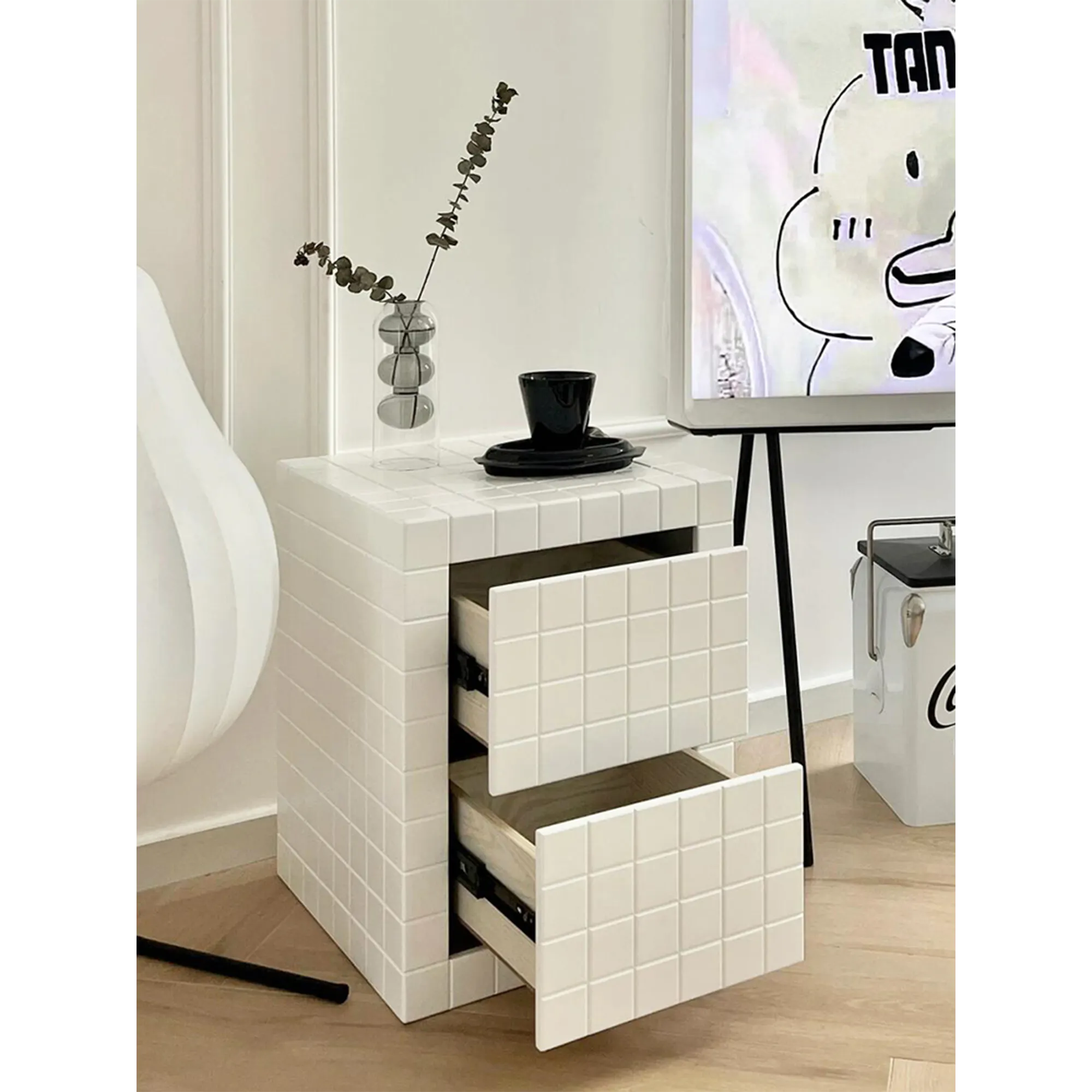 (As-is) Bridgette Twin Drawer Side Table - Ivory - 13