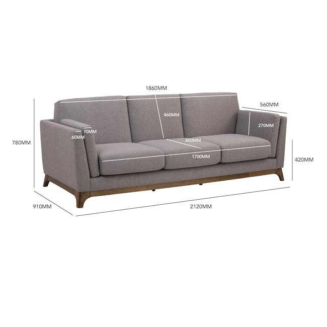 Elijah 3 Seater Sofa - Navy (Fabric) - 5