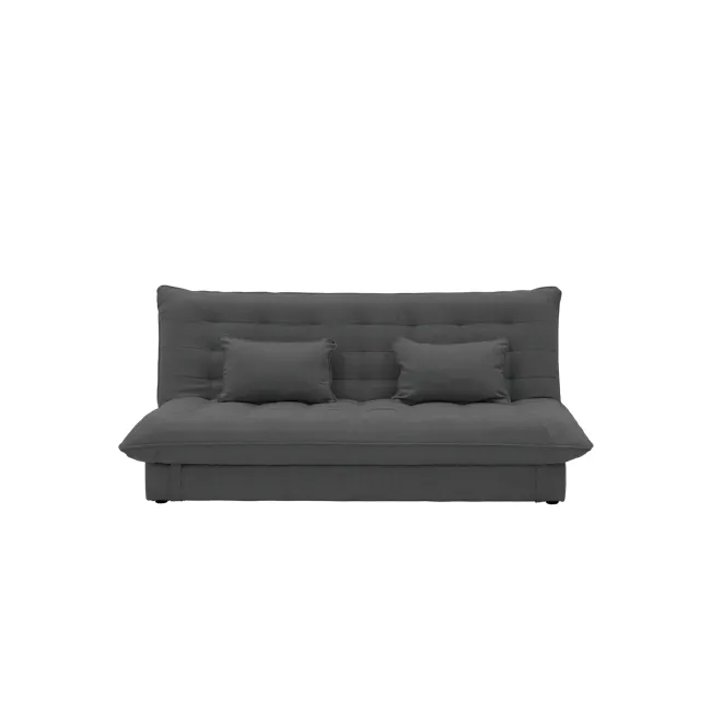Tessa 3 Seater Storage Sofa Bed - Charcoal (Eco Clean Fabric) - 1 - Modern gray sectional sofa, minimalist design, tufted