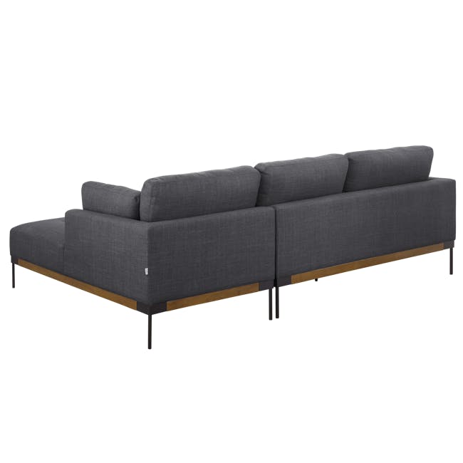 Hudson L-Shaped Sofa - Walnut, Shadow Grey - 12 - Grey upholstered sectional sofa, modern design, wooden legs, minimalist