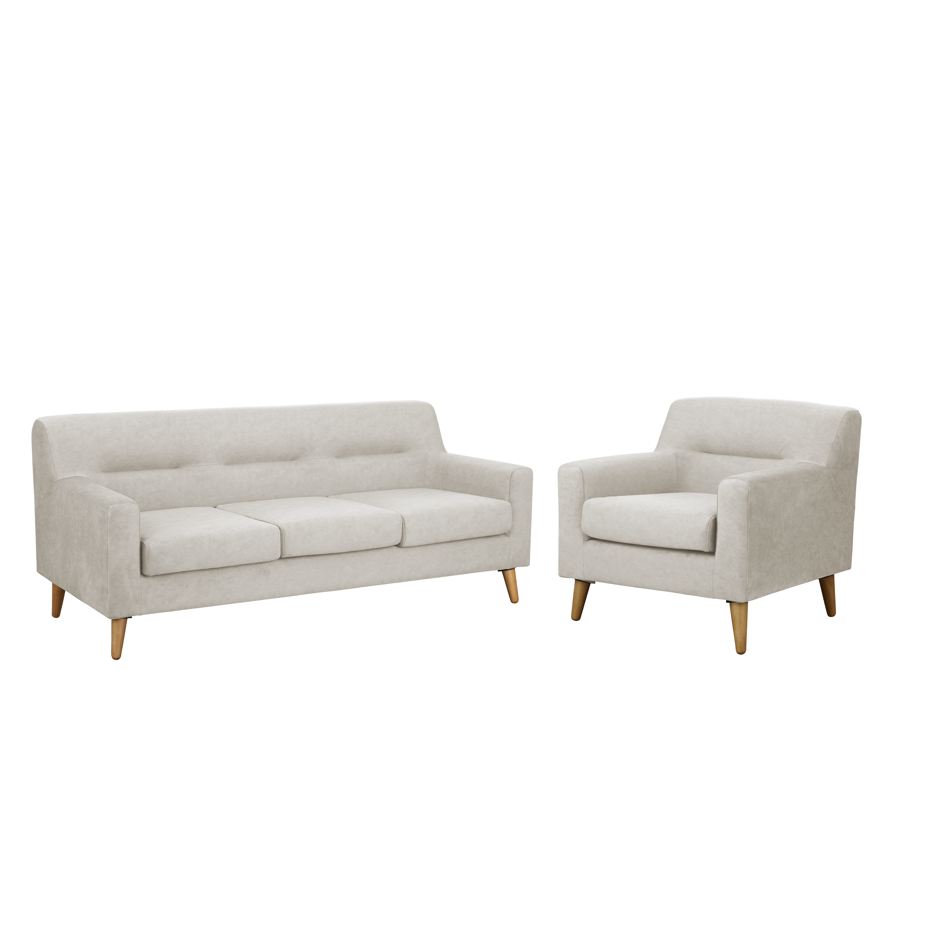 Damien 3 Seater Sofa with Damien Armchair - Sandstorm (Scratch Resistant Fabric)
