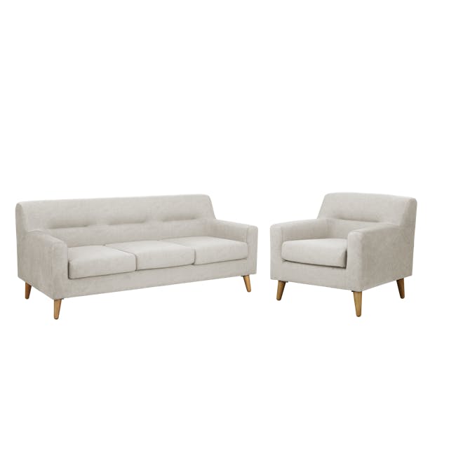 Damien 3 Seater Sofa with Damien Armchair - Sandstorm (Scratch Resistant Fabric) - 0