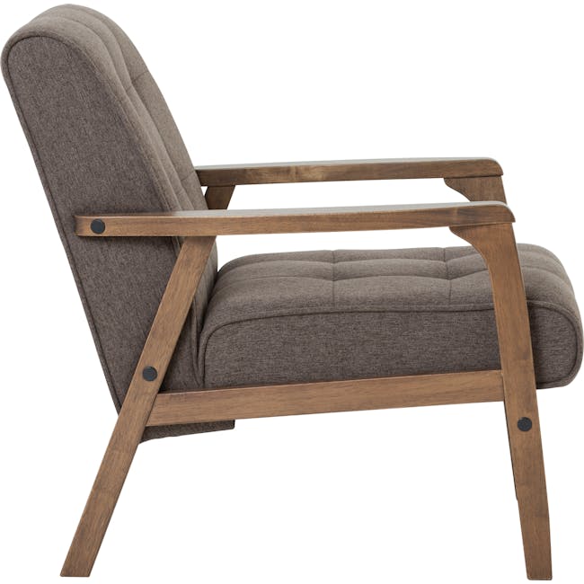 Tucson 3 Seater Sofa with Tucson Armchair - Cocoa, Chestnut (Fabric) - 28 - Modern wooden rocking chair, brown fabric