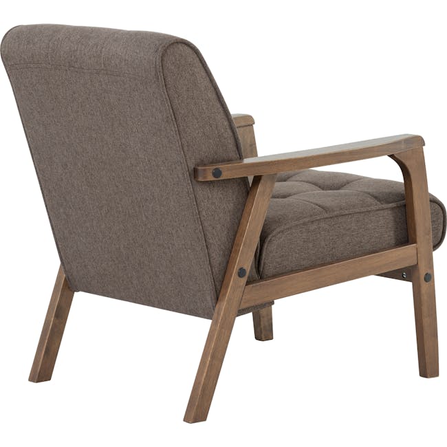 Tucson 3 Seater Sofa with Tucson Armchair - Cocoa, Chestnut (Fabric) - 27 - Brown upholstered armchair, wooden frame