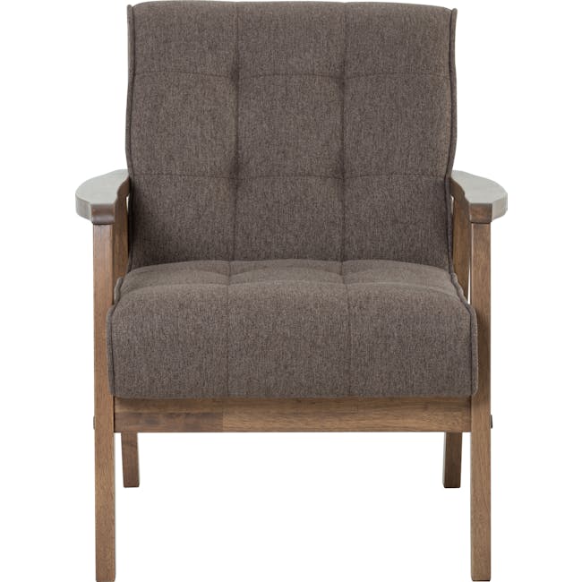 Tucson 3 Seater Sofa with Tucson Armchair - Cocoa, Chestnut (Fabric) - 32 - Brown upholstered armchair, wooden frame