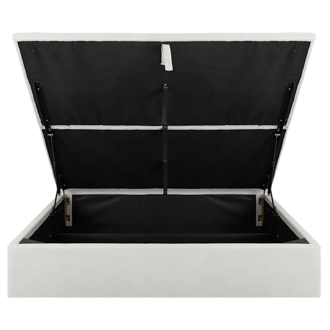 Aspen King Storage Bed - Ice Grey - 2 - Black fabric tent with white trim, black fabric tent frame, white fabric tent