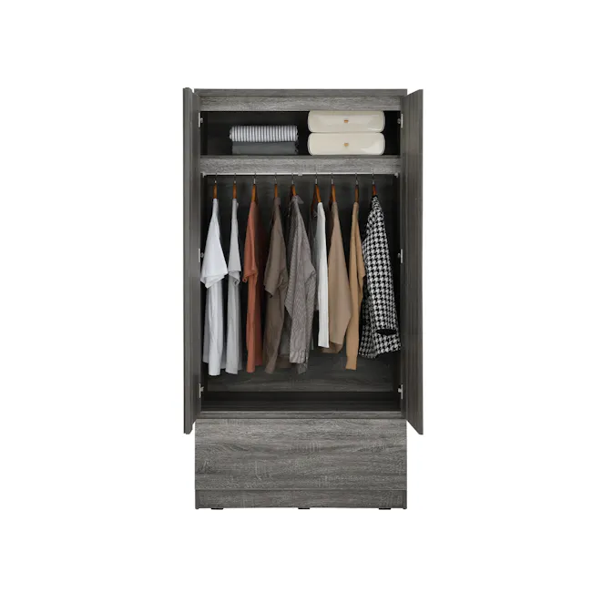 Firoh 2 Door Wardrobe with 1 Drawer - Grey Ash - 2