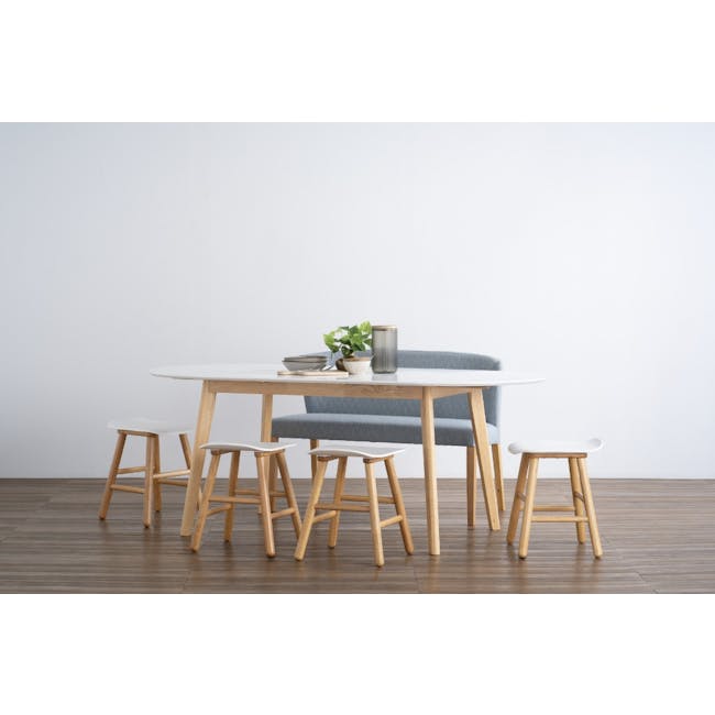 (As-is) Werner Oval Extendable Dining Table 1.5m-2m - Natural, White - 8