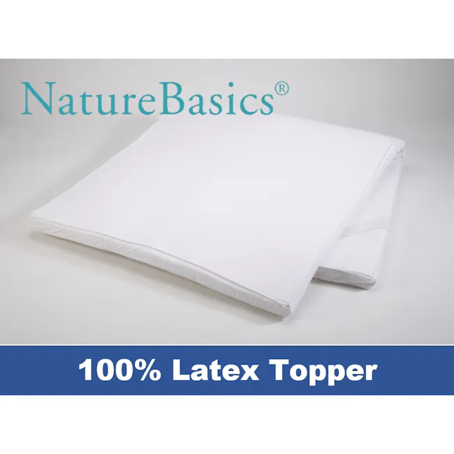 Nature Basics 100% Latex Mattress Topper (4 Sizes) - 3 - Luxurious 100% Latex Topper, Premium Latex Topper for Comfort, Soft