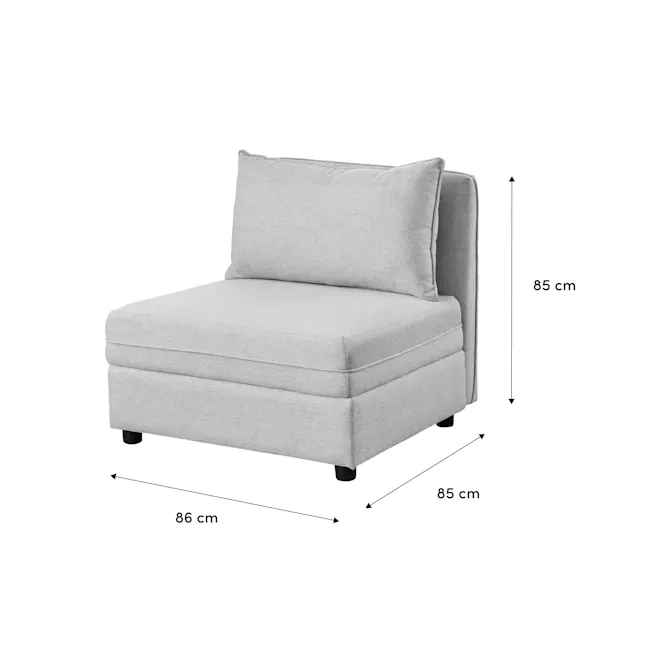 Cameron Storage Armless Unit - Orion (Fabric) - 8 - Modern upholstered chair, gray fabric, 85 cm height, 86 cm width, 85 cm