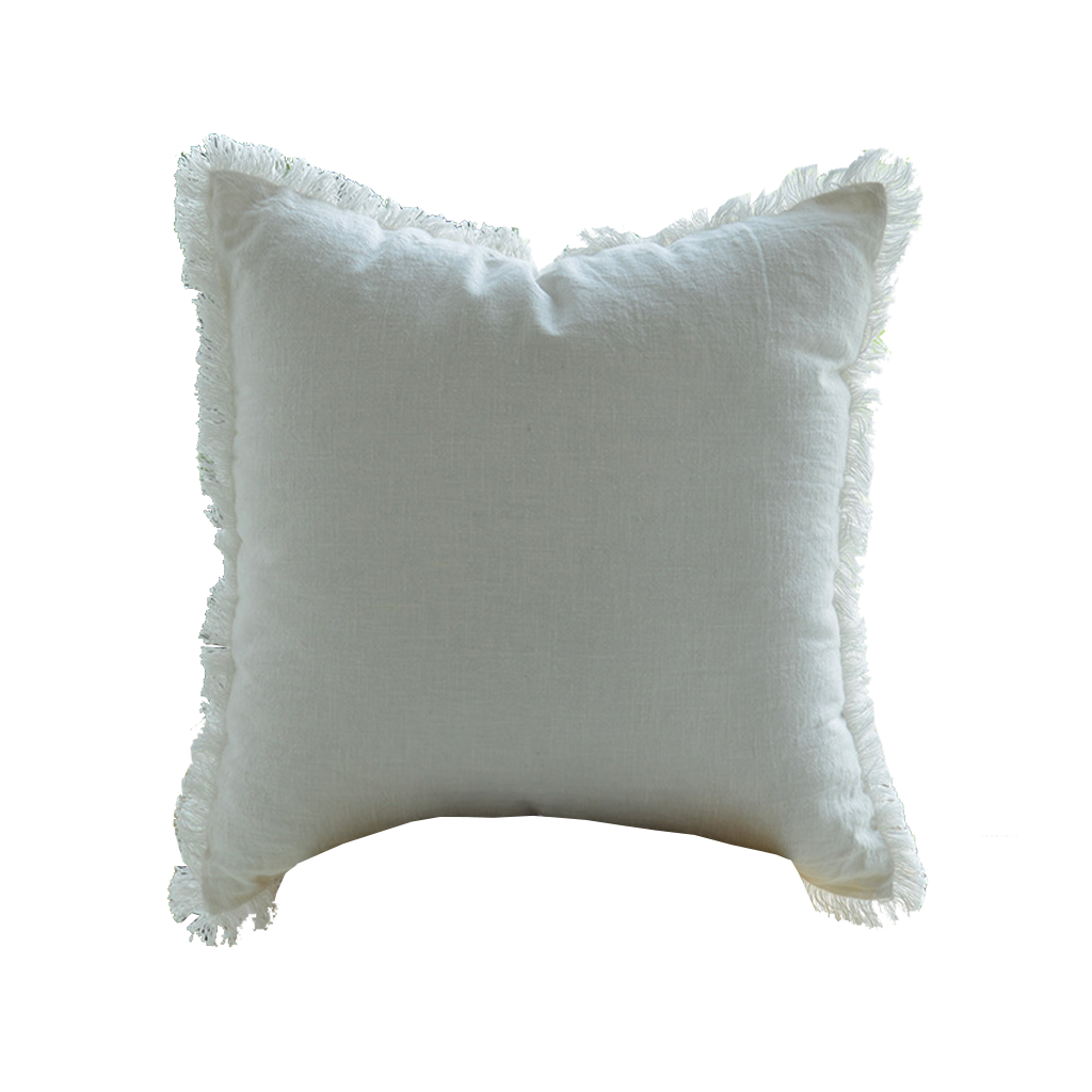 Scylla Fringe Cushion Cover - White