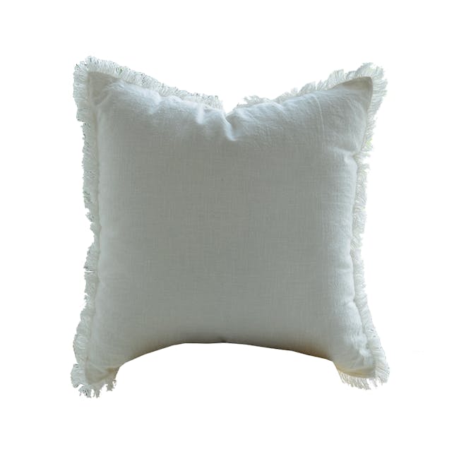 Scylla Fringe Cushion Cover - White - 0