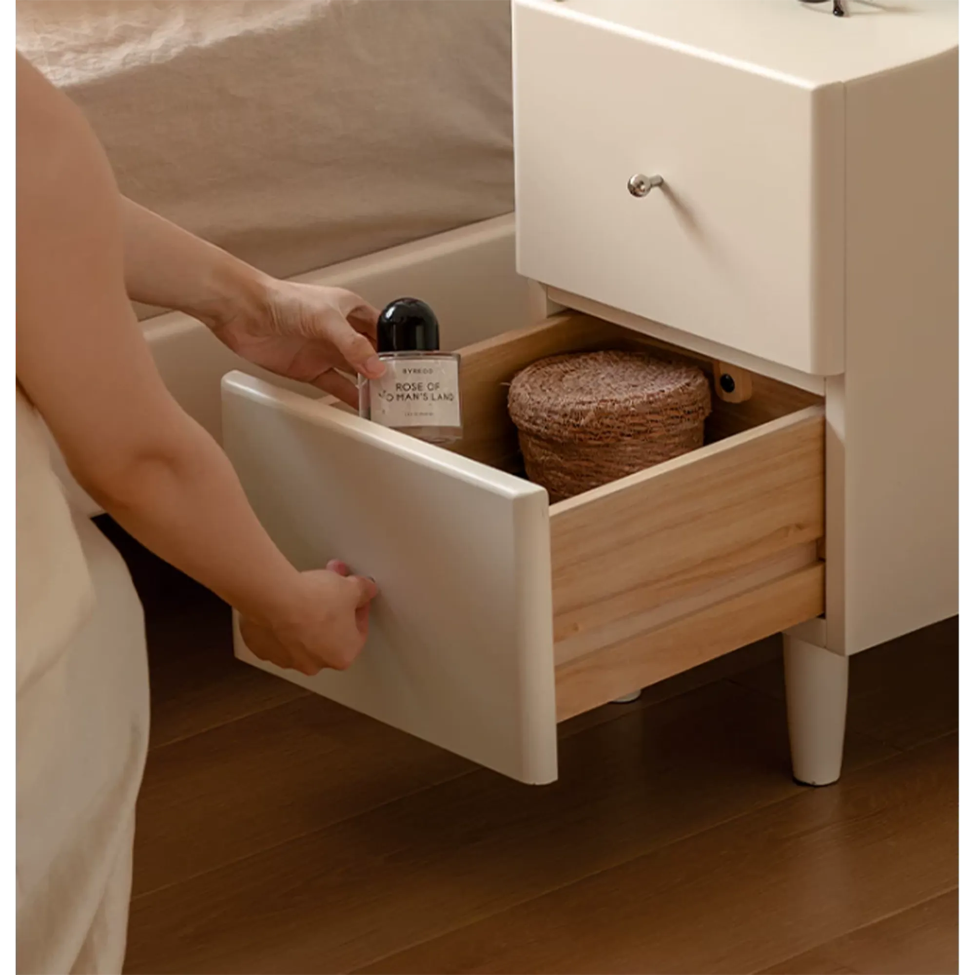 Venie Narrow Bedside Table 0.2m - White - 11