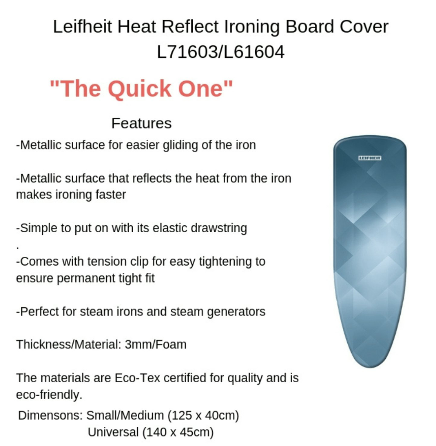Leifheit Ironing Board Cover Heat Reflect (Universal), Leifheit HipVan