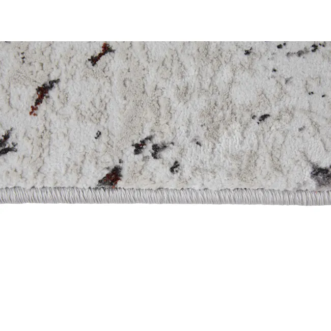 Vittoria Low Pile Rug - Marble (4 Sizes) - 5 - White, fluffy, textured, irregular, dark spots, black, brown, irregular