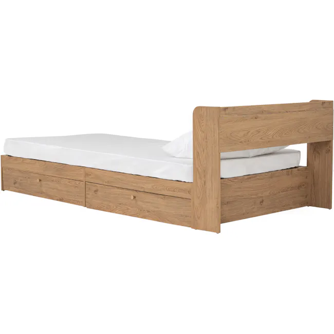 Herschel 2 Drawer Super Single Bed - Natural - 6 - Wooden bed frame, minimalist design, natural wood finish, sturdy