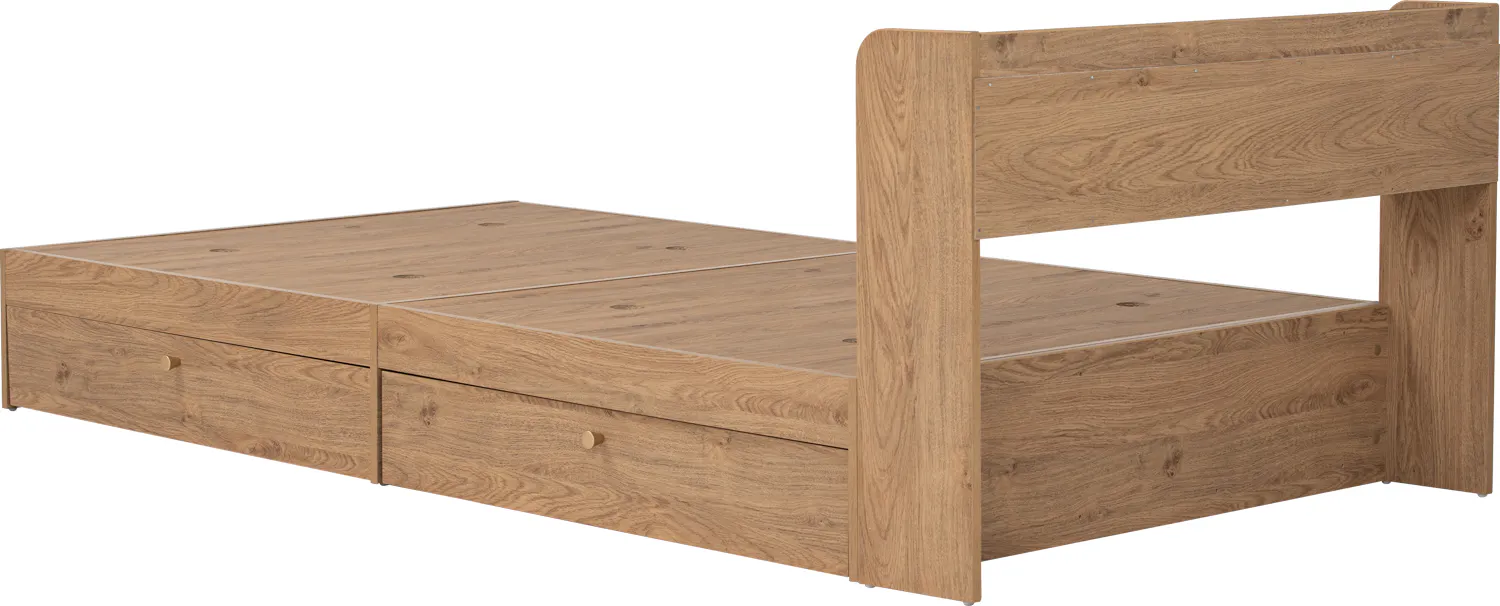 Herschel 2 Drawer Super Single Bed - Natural - 16 - Wooden bunk bed with integrated drawers, natural wood finish, sturdy
