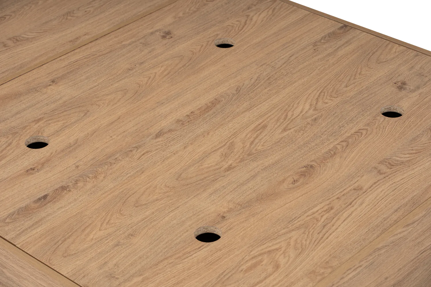 Herschel 2 Drawer Super Single Bed - Natural - 22 - Wooden floor with multiple circular holes, natural wood grain texture