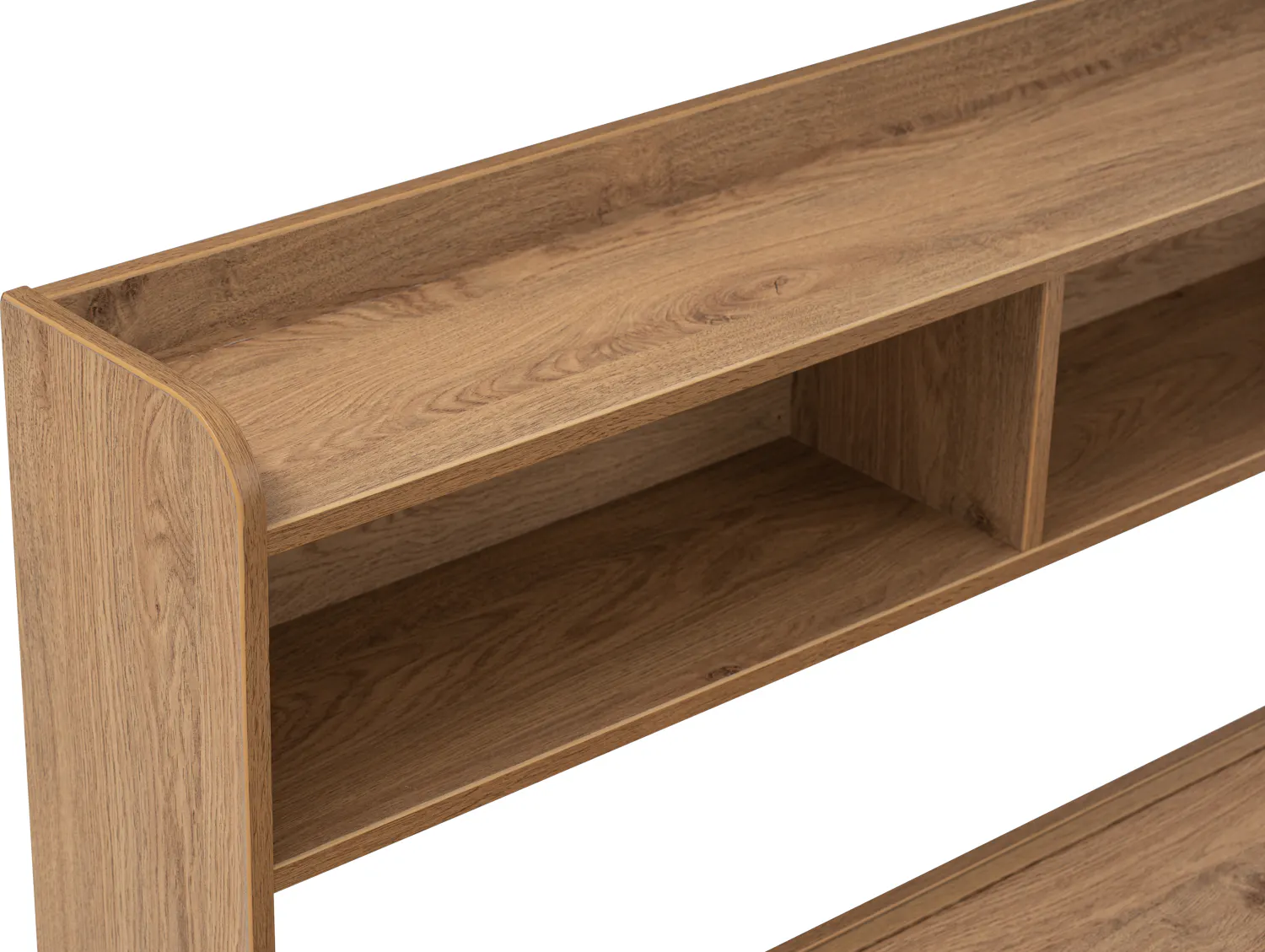 Herschel 2 Drawer Super Single Bed - Natural - 17 - Wooden shelf with smooth surface, natural wood grain, minimalist design