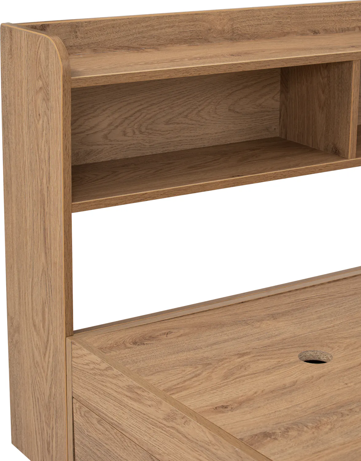 Herschel 2 Drawer Super Single Bed - Natural - 19 - Wooden shelf with clean lines, natural wood grain, minimalist design