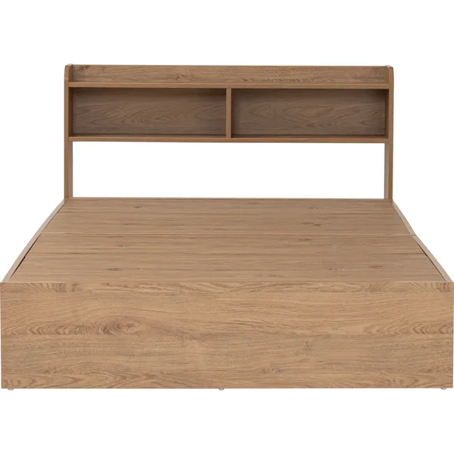 Herschel 2 Drawer Super Single Bed - Natural - 8 - Wooden shelf with two compartments, minimalist design, natural wood