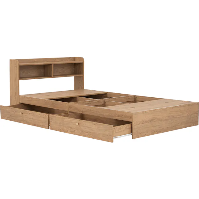 Herschel 2 Drawer Single Bed - Natural - 20 - Wooden shelving unit, minimalist design, open shelving, integrated storage