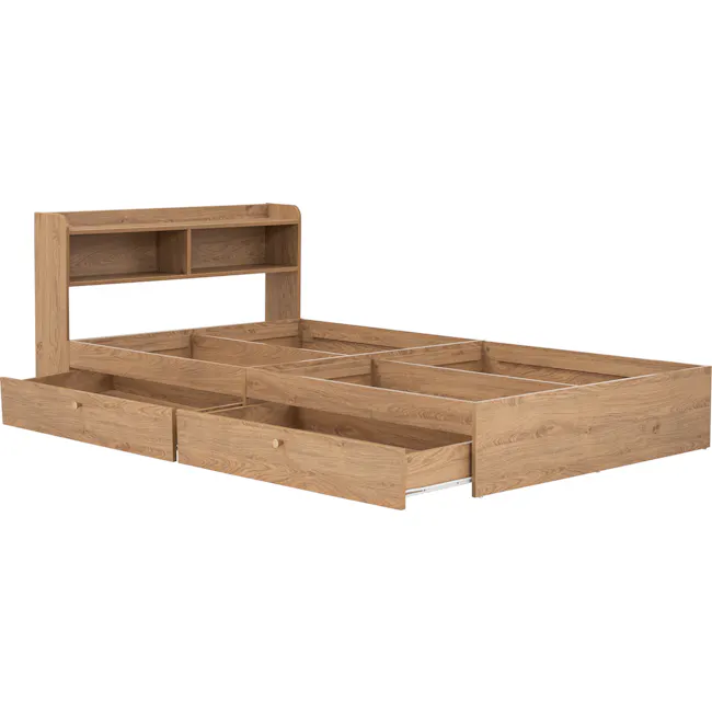 Herschel 2 Drawer Single Bed - Natural - 21 - Wooden shelving unit, minimalist design, open shelving, built-in storage