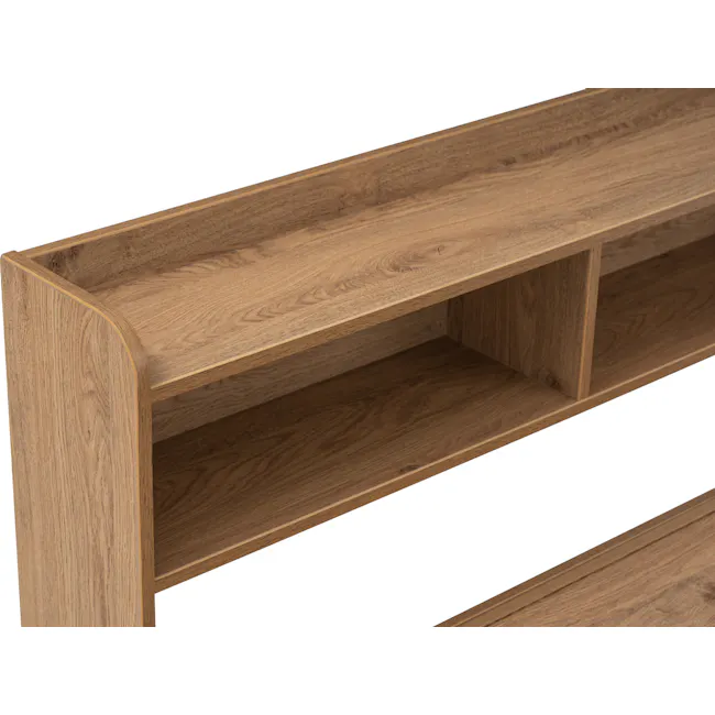 Herschel 2 Drawer Single Bed - Natural - 11 - Wooden shelf with smooth surface, natural wood grain, minimalist design, clean