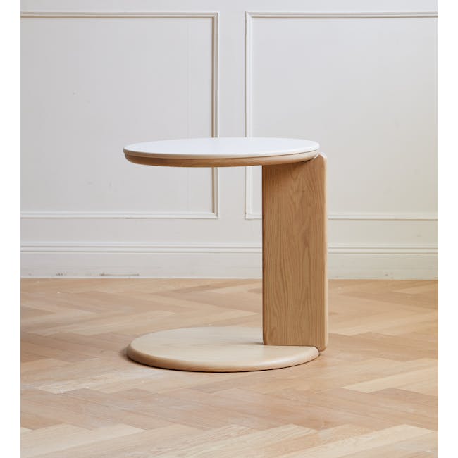 Blair Round Side Table - Oak (Sintered Stone) - 7