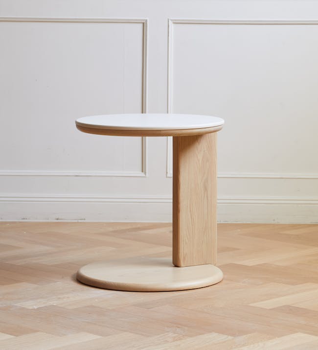 Blair Round Side Table - Oak, Sintered Stone - 5