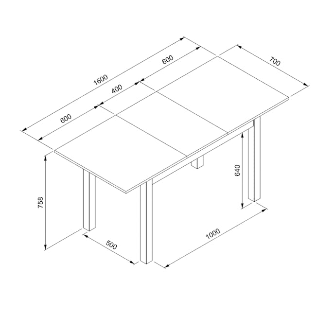 Jonah Extendable Table 1.2m-1.6m - White - 2