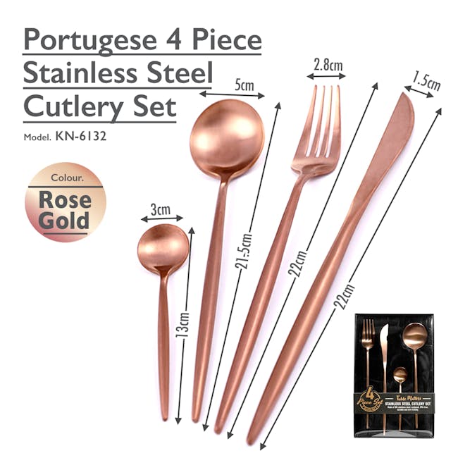 Table Matters Portugese 4pc Cutlery Set - Rose Gold - 5