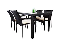 Boulevard Outdoor Dining Set with 4 Chair - White Cushion