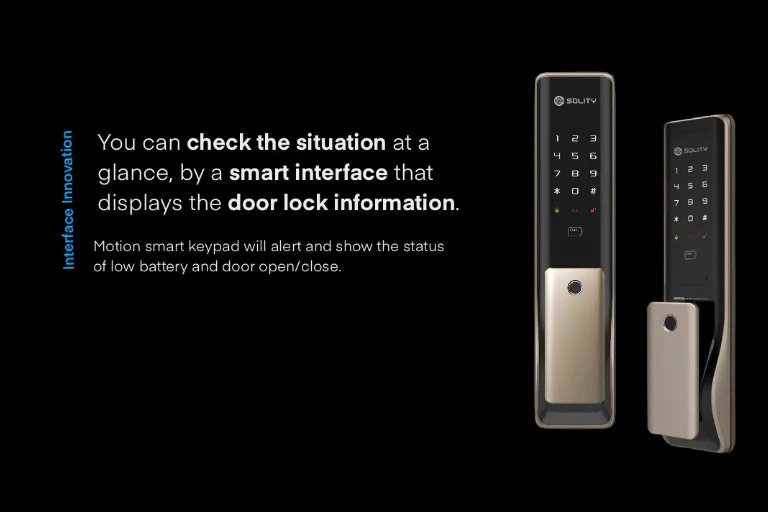 Solity Push Pull Door Lock GP-6000BKF - Black - 13 - Motion smart keypad, low battery alert, door lock information, smart